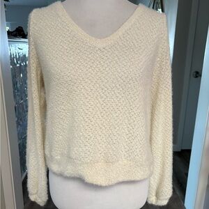 Project Social T Cream V-Neck Sweater